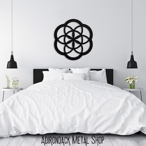 Seed of Life Metal Wall Art – Sacred Geometry Spiritual Decor, Modern Meditation Room Accent