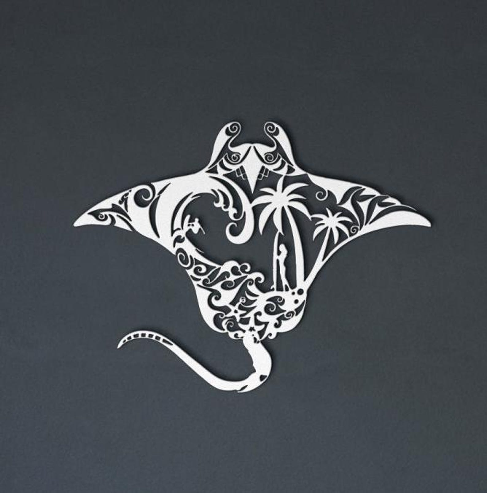 Manta Ray Metal Wall Art, Coastal Bathroom Decor for Beach House or ...