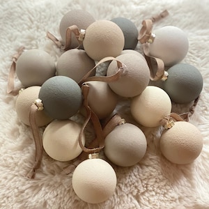 Modern Rustic Matte Textured Christmas Ornaments, Neutral Matte Christmas Decor, Boho Chic, Farmhouse Style, Christmas Ball Bauble