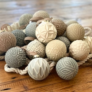 Modern Rustic Pattern Christmas Ornaments, Neutral Matte Finish, Boho Chic, Farmhouse Style, Ball Bauble, Neutral Matte Christmas Decor