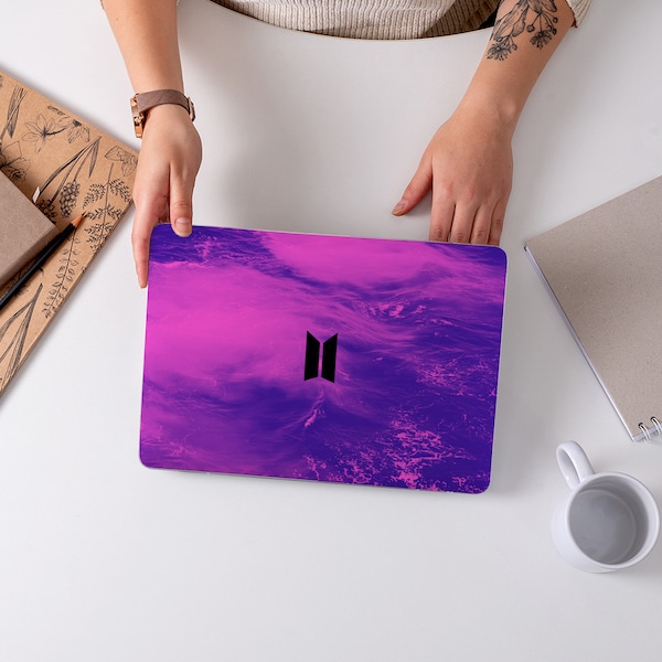 BTS Mac Book Case K pop Laptop Cover, Purple Hard Bumper, Galaxy Print for MacBook M2 M1 Pro, Air 13 14 16 inch