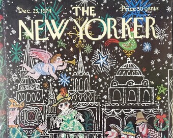 ヴィンテージ ニューヨーカー誌 (表紙のみ) 1974 年 12 月 23 日 ウィリアム スタイグの表紙アート