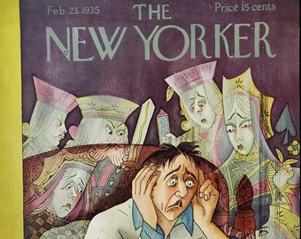 Vintage New Yorker magazine (Cover Only) February 23, 1935 Abner Dean cover art
