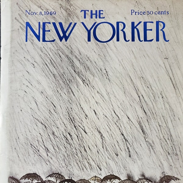 Revista Vintage New Yorker (solo portada) 8 de noviembre de 1969 Portada de Ronald Searle