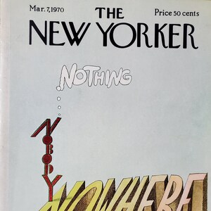 Revista Vintage New Yorker (solo portada) 7 de marzo de 1970 Arte de portada de Saul Steinberg