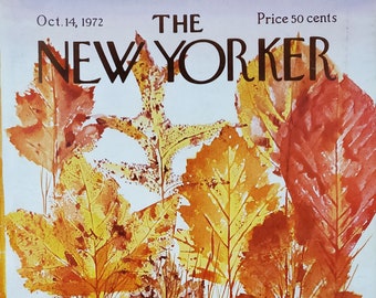 Vintage New Yorker Magazine (cover Only) October 14, 1972 Vintage New Yorker Magazine (cover Only) October 14, 1972