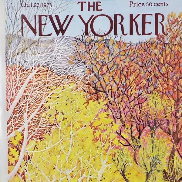 Revista Vintage New Yorker (solo portada) 22 de octubre de 1973 Portada de Ilonka Karasz