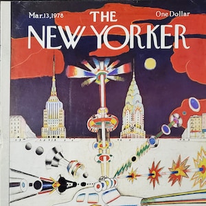 Revista Vintage New Yorker (solo portada) 13 de marzo de 1978 Portada de Saul Steinberg
