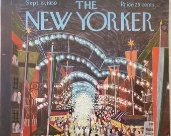 Vintage New Yorker Magazine (COVER ONLY) September 19, 1959 Ilonka Karasz cover art
