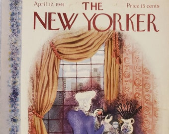 Vintage New Yorker Magazine (SOLO PORTADA) 12 de abril de 1941 Arte de portada de Saul Bolasni