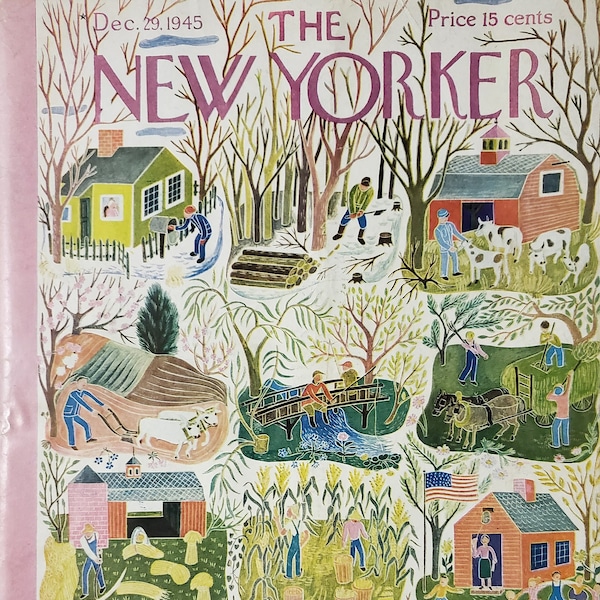 Vintage New Yorker magazine (Cover Only) December 29, 1945 Ilonka Karasz cover art