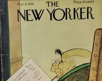 Revista Vintage New Yorker (solo portada) 9 de marzo de 1935 Portada de Rea Irvin