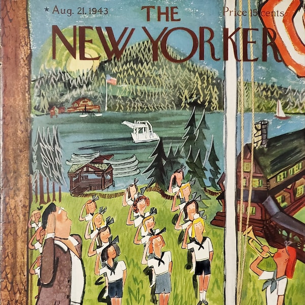 Vintage New Yorker magazine (Cover Only) August 21, 1943 Ludwig Bemelmans cover art