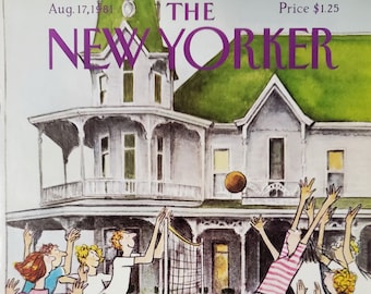 vintage New Yorker magazine (couverture uniquement) 17 août 1981, couverture de Charles Saxon