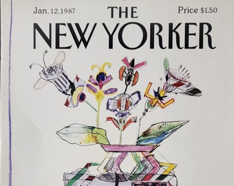 Vintage New Yorker magazine (Cover Only) January 12, 1987 Saul Steinberg cover art