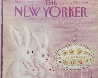 Vintage New Yorker Magazine (COVER ONLY) April 4, 1983 Charles Addams cover art