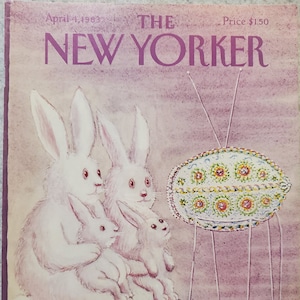 Vintage New Yorker Magazine (COVER ONLY) April 4, 1983 Charles Addams cover art