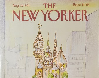 vintage du magazine New Yorker (couverture seulement) 10 août 1981 Couverture d'Eugene Mihaesco