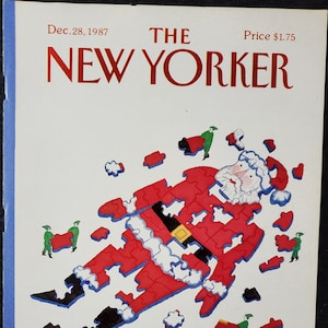 Vintage New Yorker magazine (Cover Only) December 28, 1987 L.S Johnson cover art