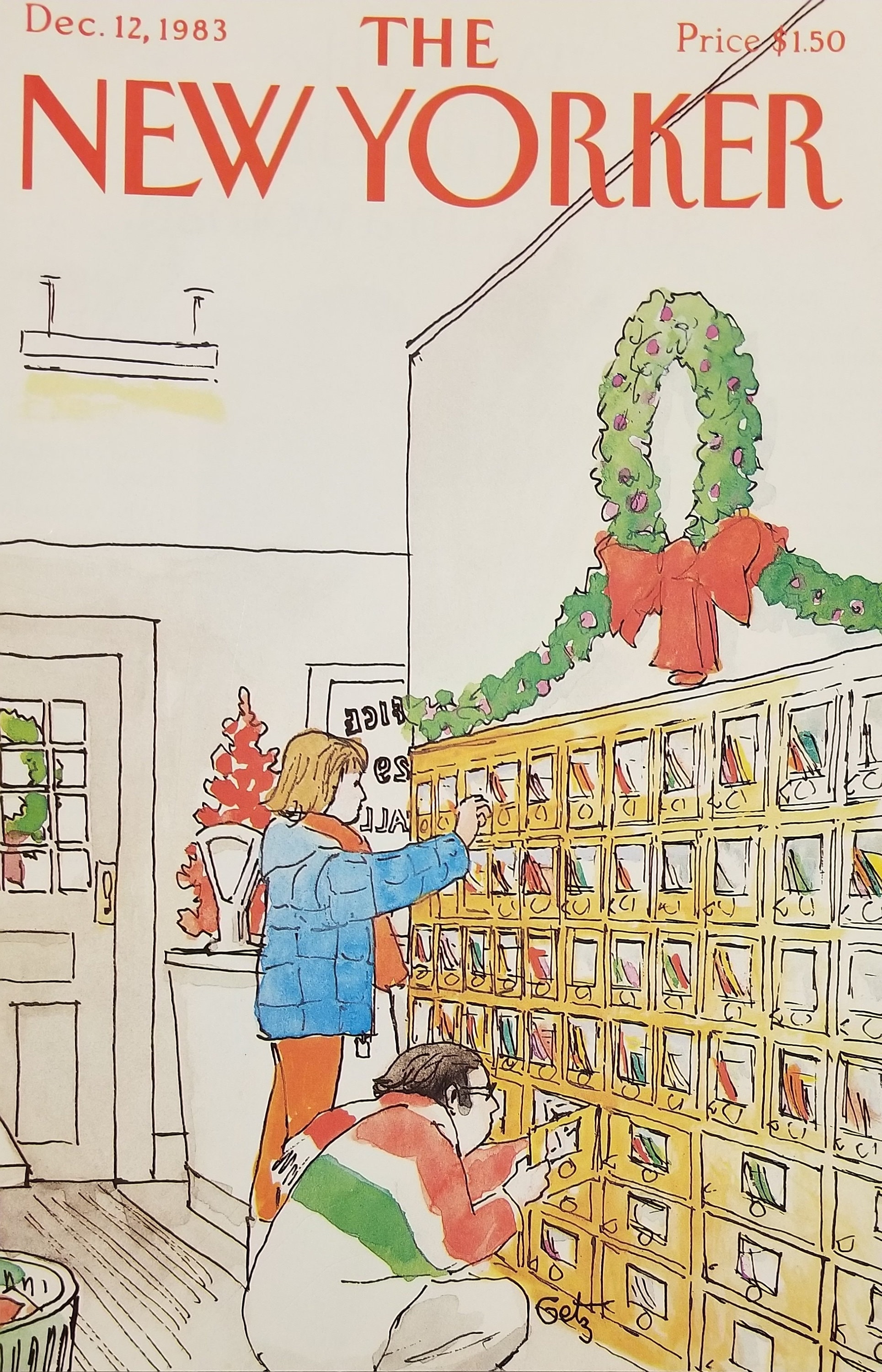 New Yorker Magazine December 12, 1983 Cover Only Arthur Getz Cover