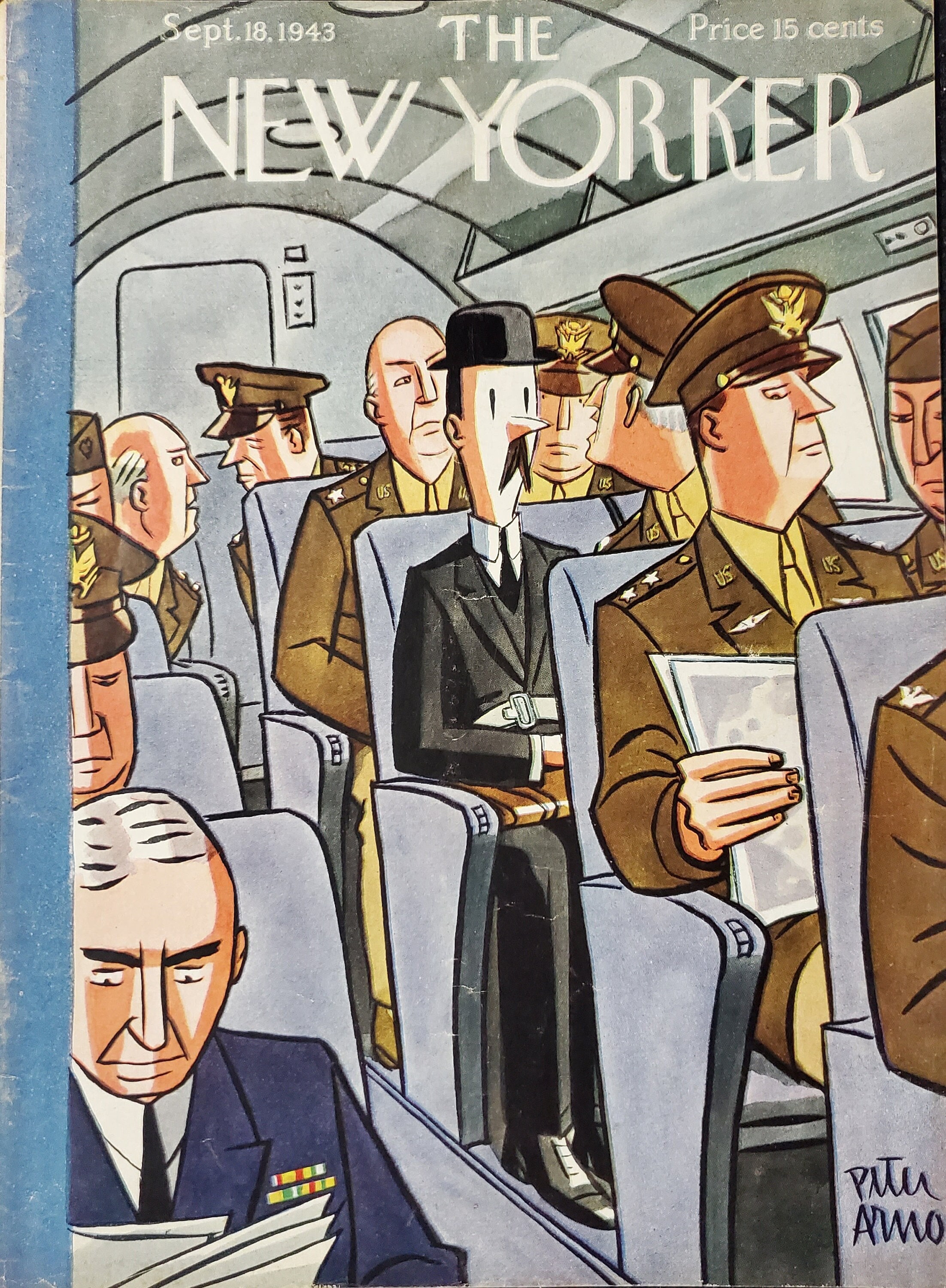 Vintage New Yorker Magazine (cover Only) September 18, 1943 Peter