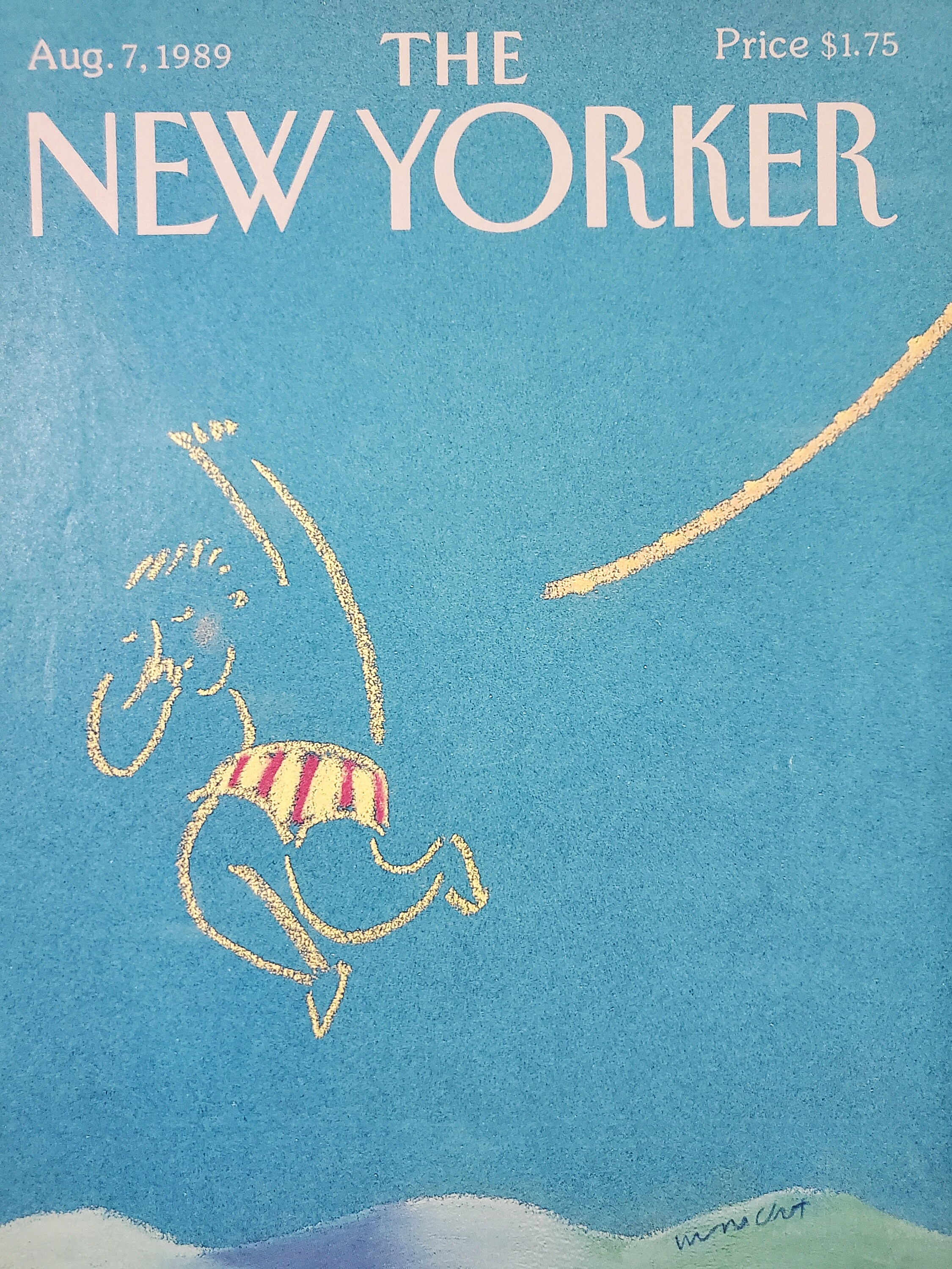 Vintage New Yorker Magazine (cover Only) August 7, 1989 Meric