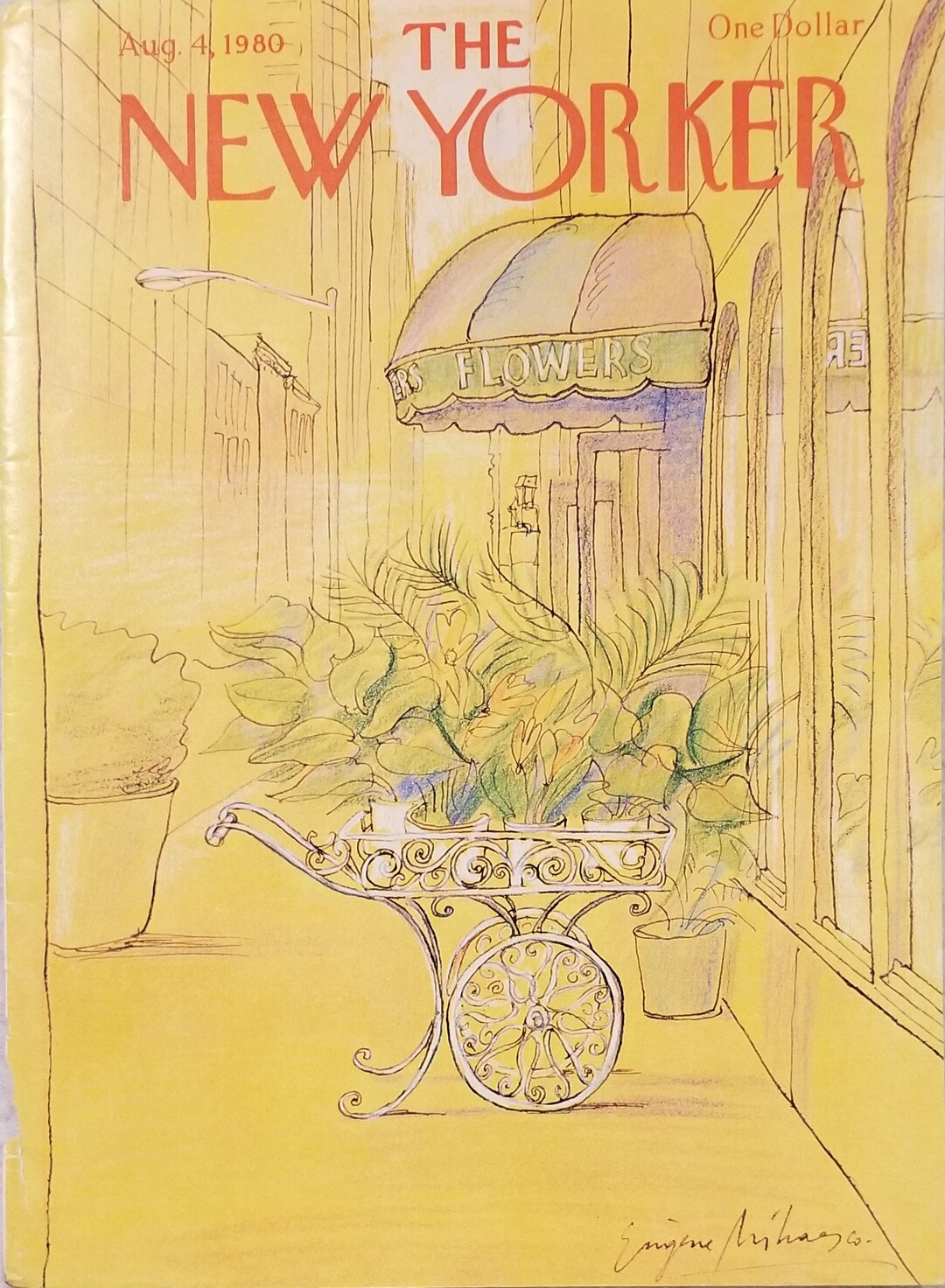 Vintage New Yorker Magazine COVER ONLY August 4 1980 Eugene Etsy
