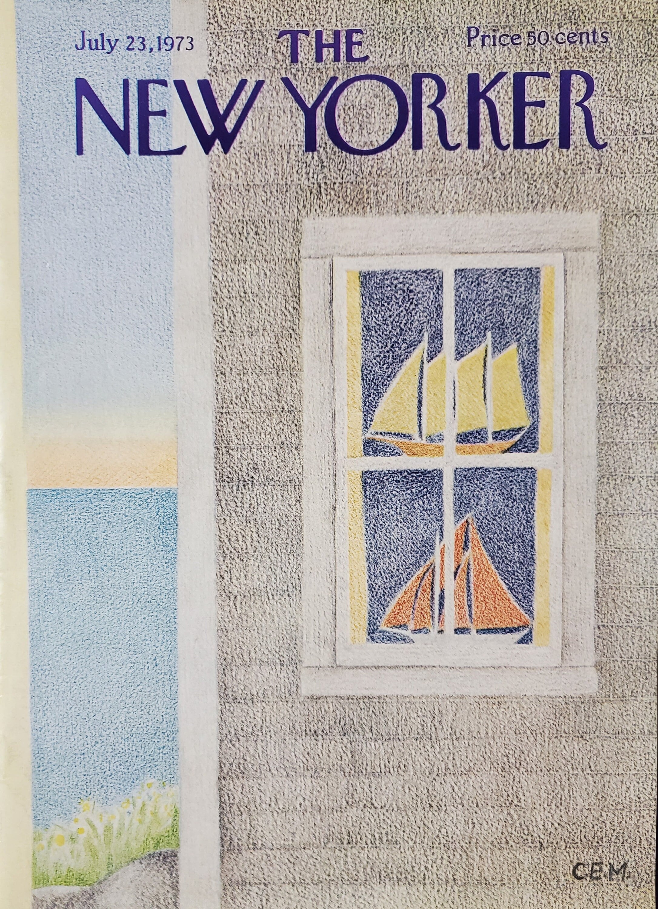 Vintage New Yorker magazine (Cover Only) July 23, 1973 Charles E Martin cover art
