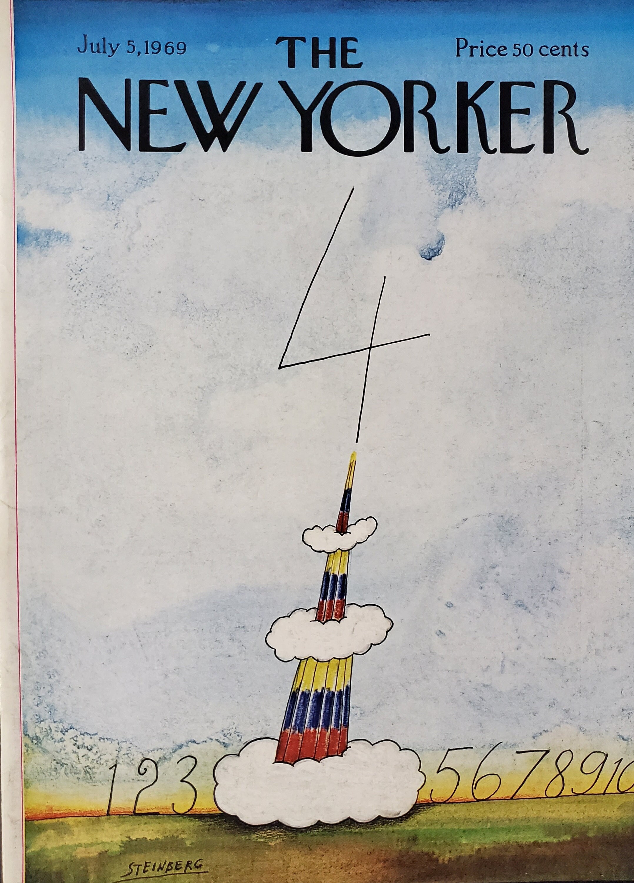 やま Limited Edition with New Yorker Vintage New Yorker Magazine (cover Only) July 5, 1969 Saul