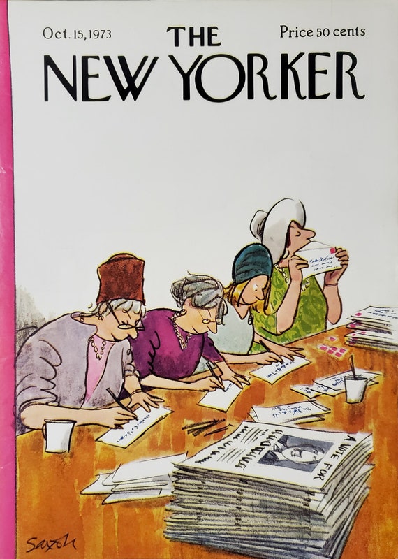 Vintage New Yorker Magazine (cover Only) October 15, 1973 Charles