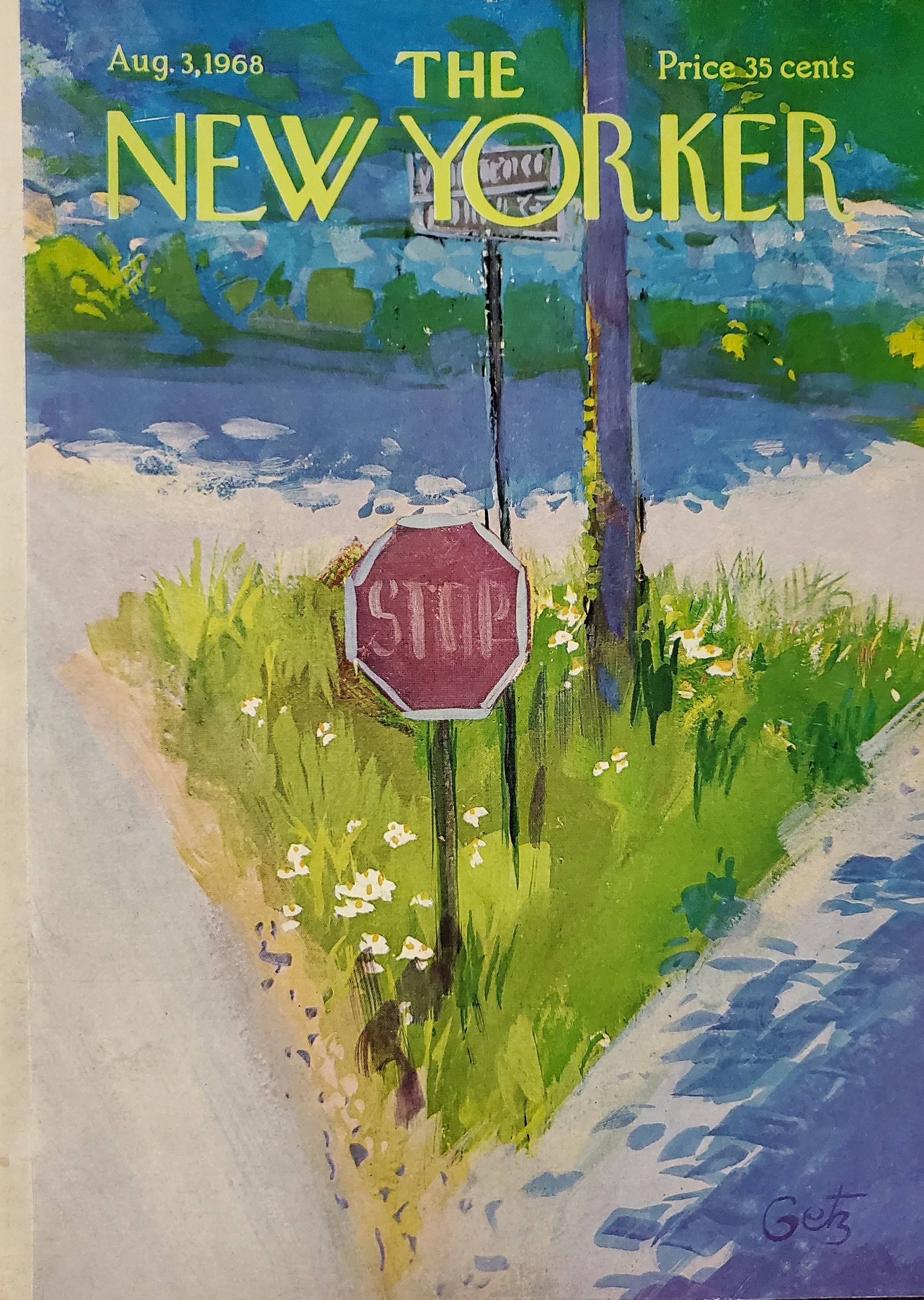 Vintage New Yorker Magazine (cover Only) August 3, 1968 Arthur