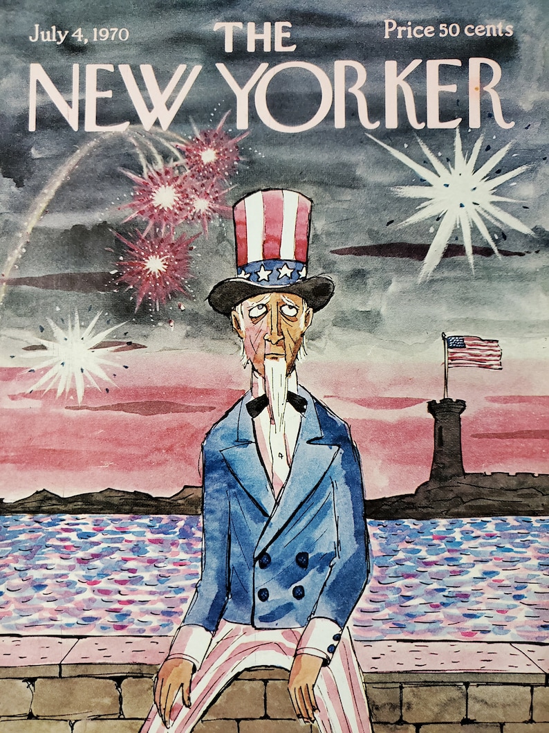 Vintage New Yorker Magazine cover Only July 4 1970 Charles Addams vintage-new-yorker-magazine-cover-only-july-4-1970-charles-addams
