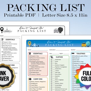 Printable Travel Packing List