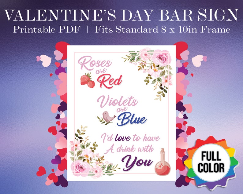 Printable Valentine's Day Bar Sign Etsy