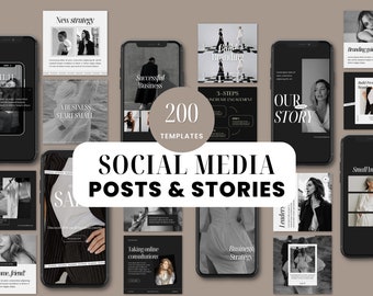 200 Editable Social Media Templates for Canva | Instagram, Facebook, LinkedIn Posts + Stories | Grow Your Business Online Fast