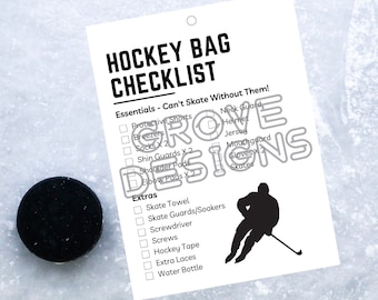 Hockey Bag Checklist, Digital Download, Bag Tag, Hockey Gift