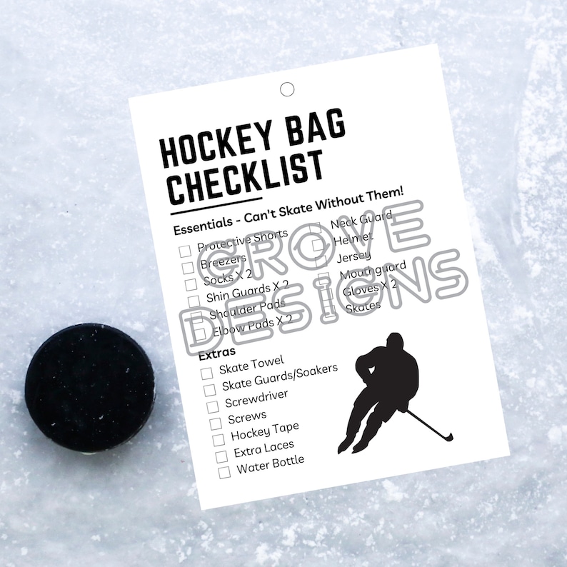 Hockey Bag Checklist, Digital Download, Bag Tag, Hockey Gift Etsy