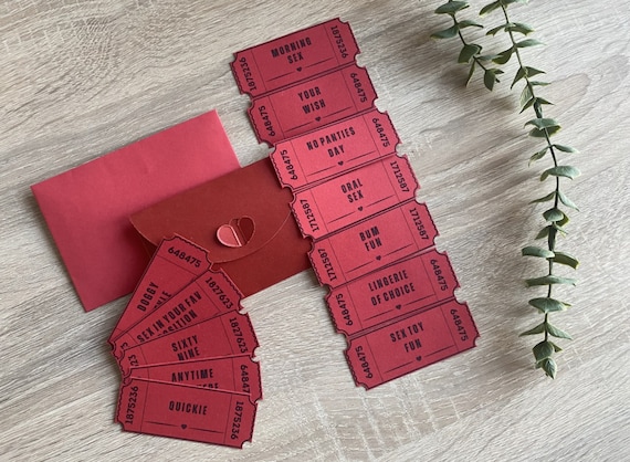 EXPLICIT RUDE Red Love coupons, Customised & Personalised Vouchers for Valentines Day, Birthdays, Anniversarys - Arcade Ticket Style