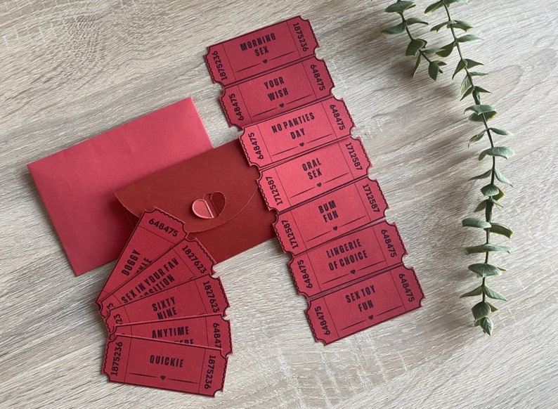 EXPLICIT RUDE Red Love coupons, Customised & Personalised Vouchers for Valentines Day, Birthdays, Anniversarys - Arcade Ticket Style image 1