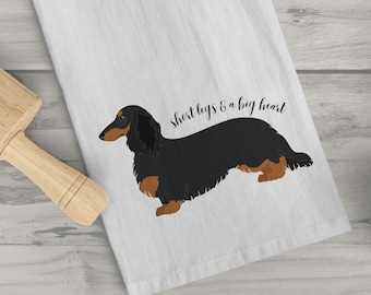 Short Legs & a Big Heart, Dacshund Tea Towel, Dachshund Kitchen Towel, Dachshund Towel, Gifts for Dachshund Lovers, Weiner Dog Towel