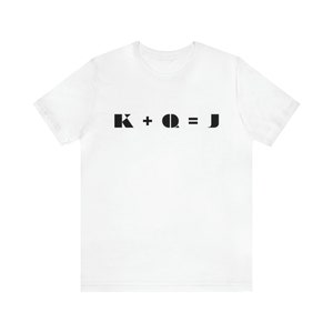 Camisa de equação de cartas de jogar, camisa de rei e rainha, rei + rainha = valete, camisa de cartas engraçada, camisa de pôquer, camisa de cassino, nova camisa de família