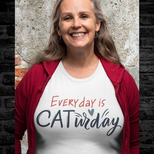 Elke dag is Caturday Shirt, Cat Shirt met korte mouwen, Cat T-shirt, Cat Lover Shirt, Funny Cat Shirt, Unisex Jersey Short Sleeve Tee