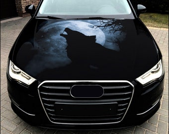 Car Hood Wrap Wolf Vinyl Sticker Full Color Custom Decal fit any car