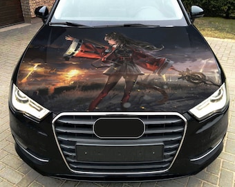 Kühlerhaube Wrap Magier Mädchen Vinyl Aufkleber Vollfarbe Fantasy Anime Aufkleber passen auf jedes Auto