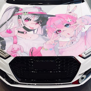 Car Hood Wrap Anime Girls Vinyl Sticker Full Color Custom Decal fit any car