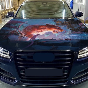 Car Hood Wrap Abstract Leopard Vinyl Sticker Full Color Wild Cat Predator Decal #3 fit any car