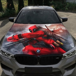 Kühlerhaube Wrap Deadpool Vinyl Aufkleber Full Color Custom Aufkleber #3 passend für jedes Auto