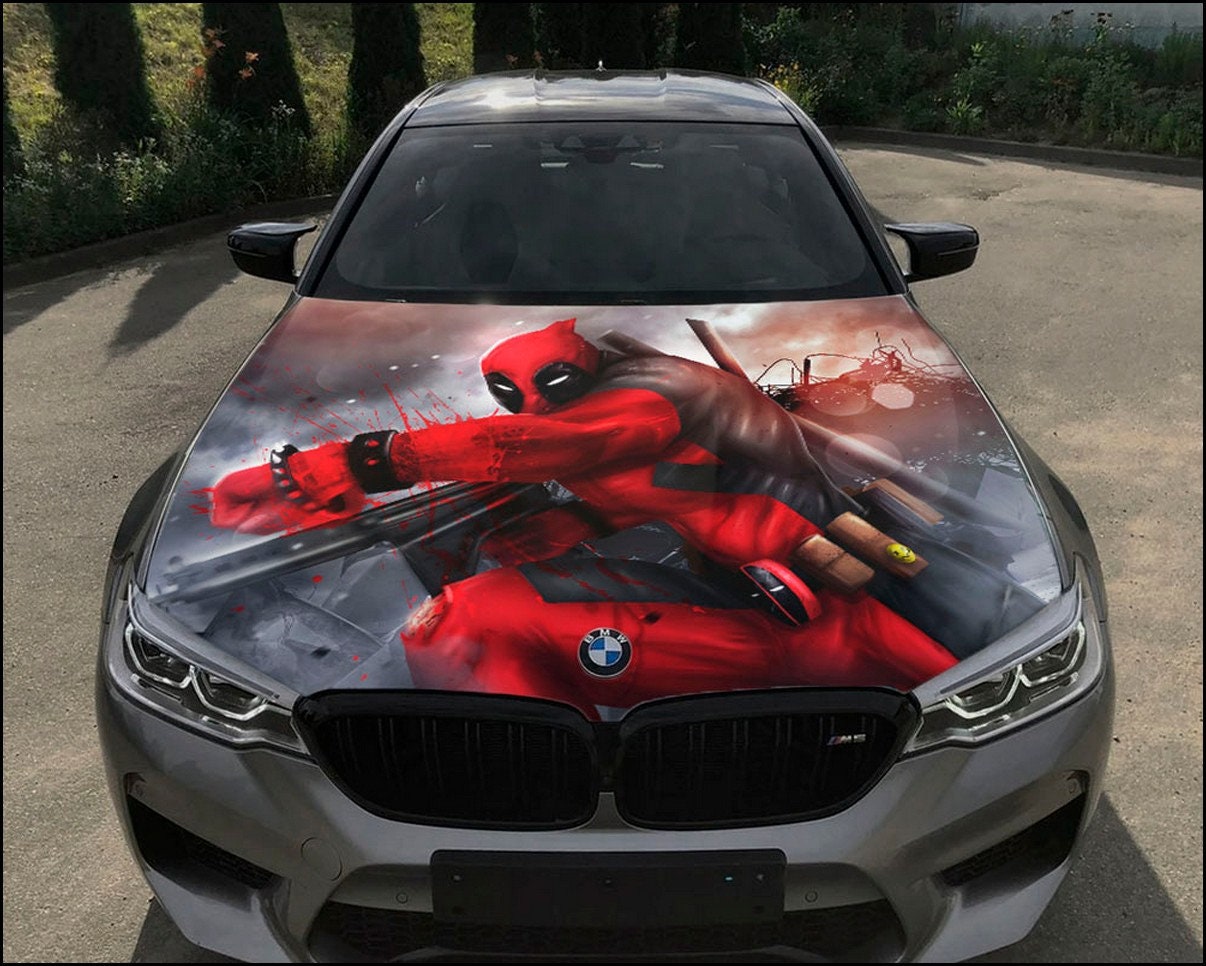 Car Hood Wrap Deadpool Vinyl Sticker Full Color Custom Decal #3 fit any car