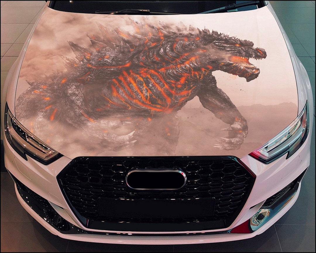 Car Hood Wrap Godzilla Vinyl Sticker Full Color Custom Decal Fit Any