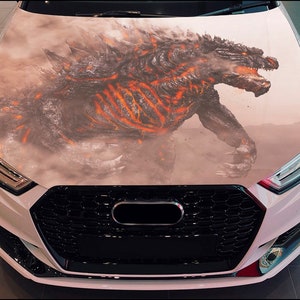 Car Hood Wrap Godzilla Vinyl Sticker Full Color Custom Decal fit any car